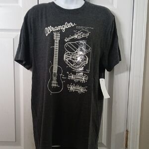 Wrangler Acoustic Guitar soft gray short sleeve tshirt Sz M NWT